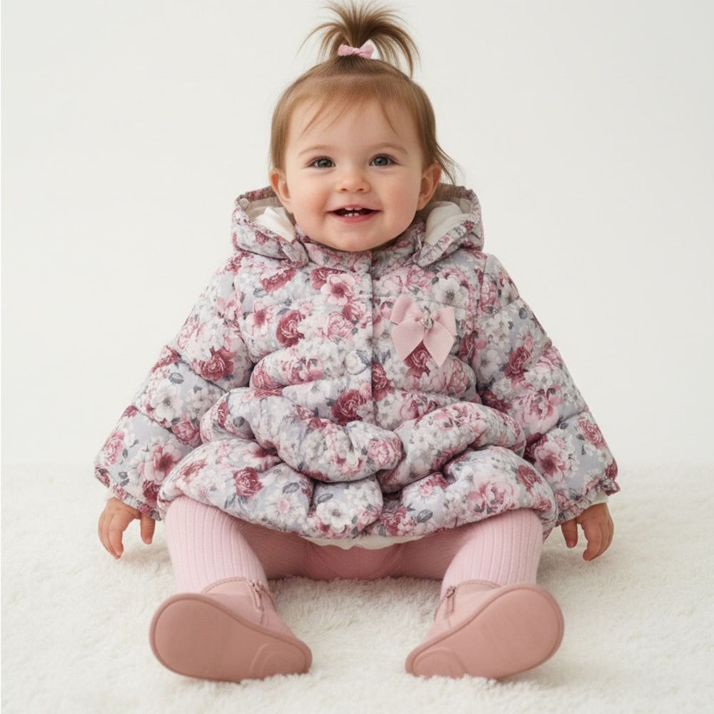 Mayoral Pink Floral Puffer Jacket